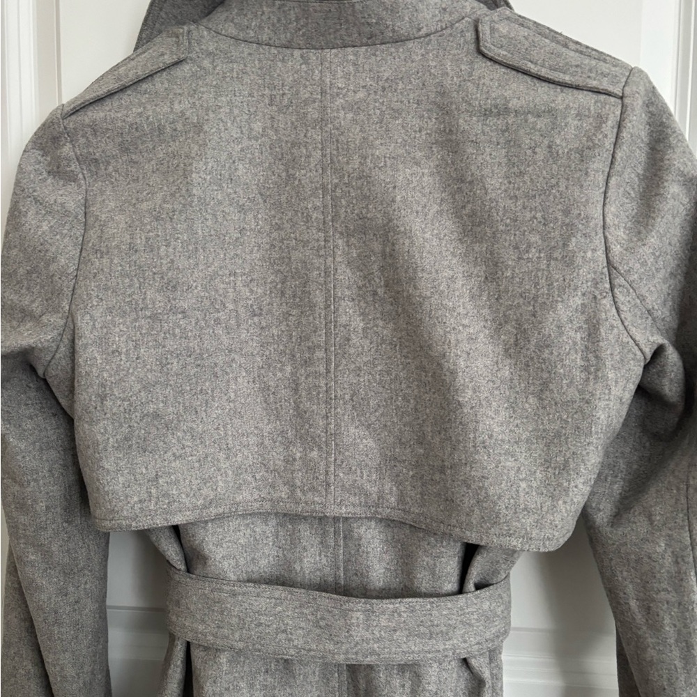 Theory Classic Heathered Gray Wool Cashmere Trench Coat M - Picture 7 of 15